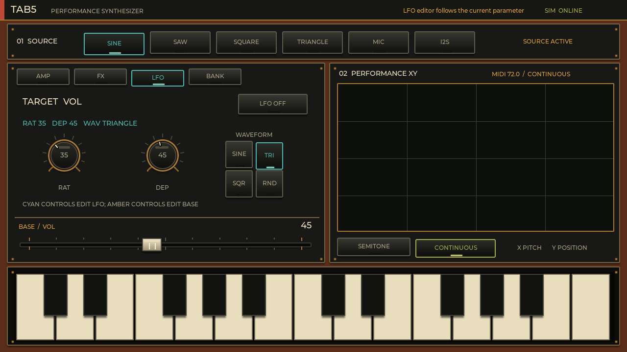 Tab5 Synth の LFO 画面