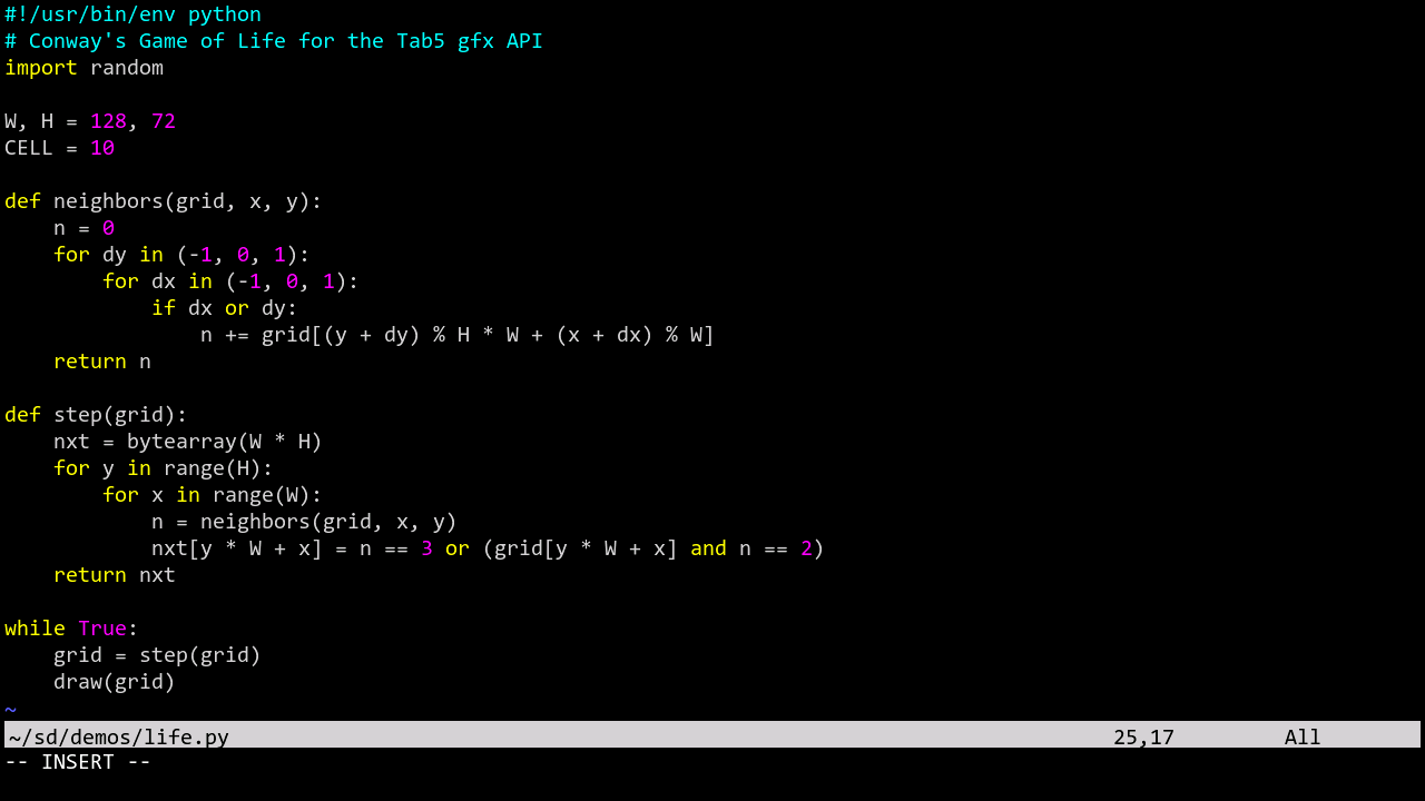 SSH経由でvimがPythonスクリプトをシンタックスハイライト付きで編集している画面
